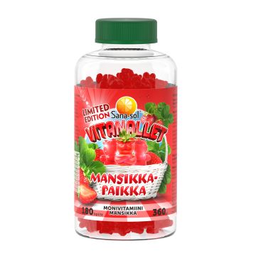Sana-Sol Vitanallet Mansikkapaikka monivitamiini 180 kpl